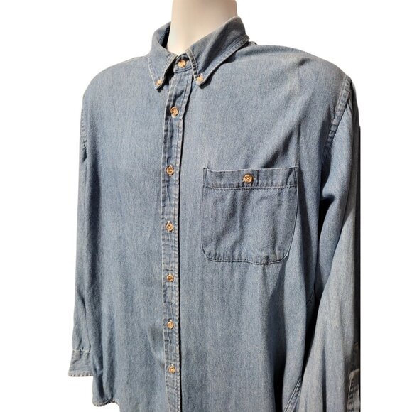 Arrow Other - Arrow Blue Jeans Co Men’s Chambray Button Down Shirt 15.5 100% Cotton Light Wash